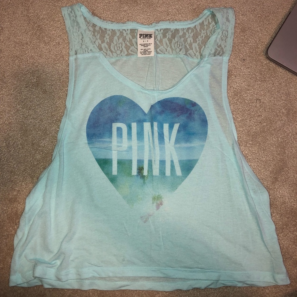 PINK Lace Cut Off Tank